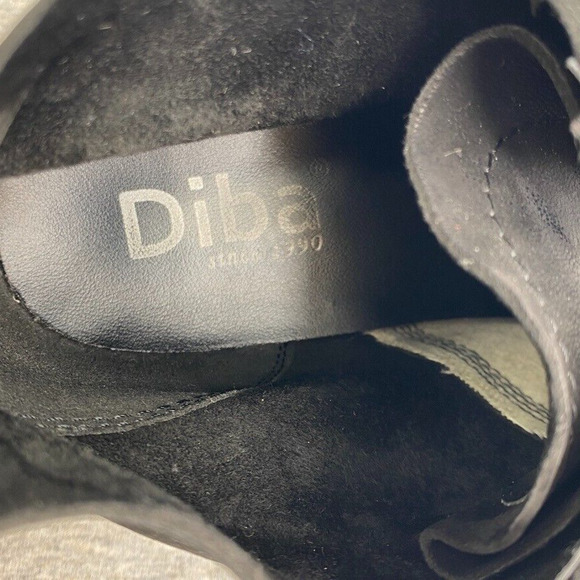 Diba Booties Womens 9.5M Black Leather Eli Boots Combat Lace Up Cap Toes - Picture 2 of 11